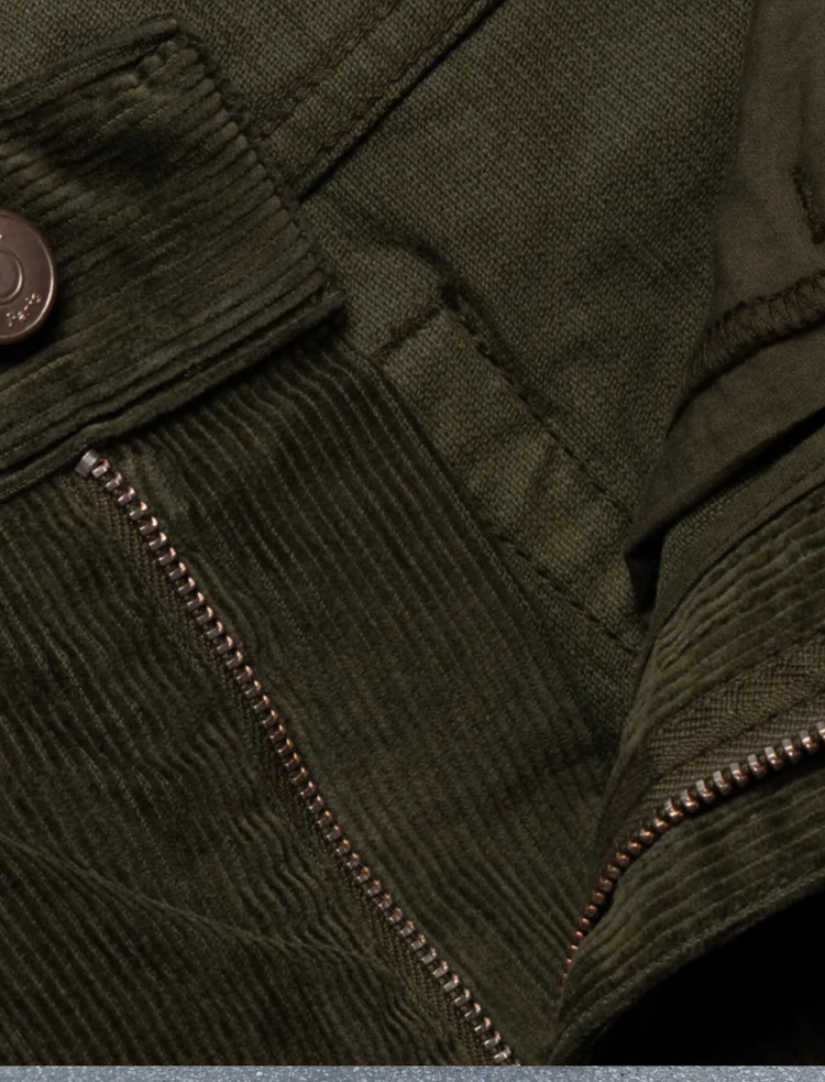 CHARLES - Pantalons 5 poches velour Vert Kaki !