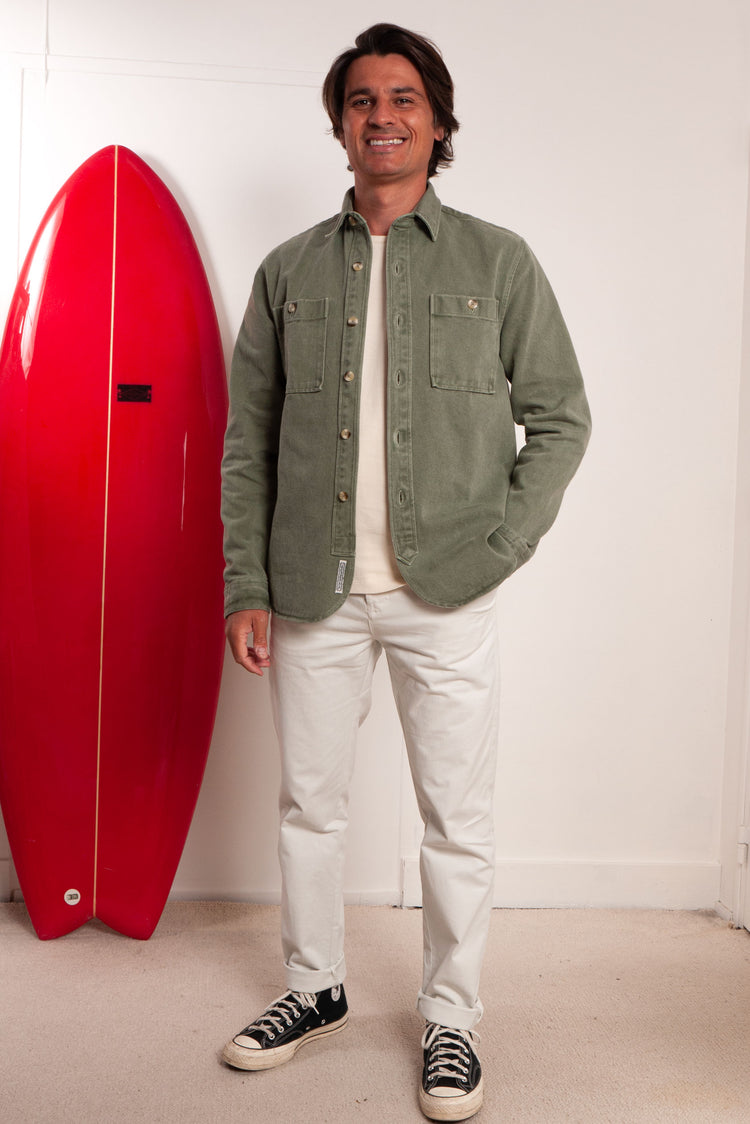 SURCHEMISE TWILL VERT DÉLAVÉ