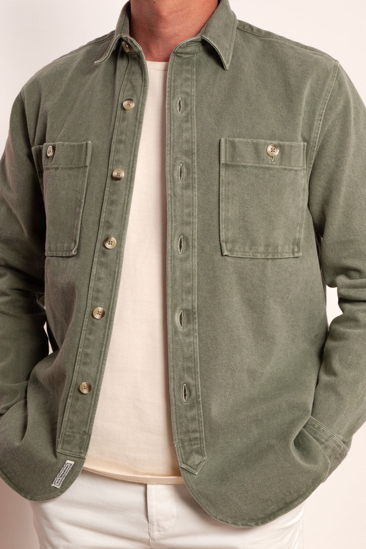 SURCHEMISE TWILL VERT DÉLAVÉ