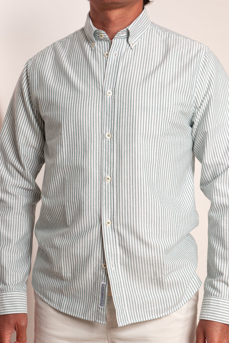 CHEMISE OXFORD RAYE VERT ET BLANC