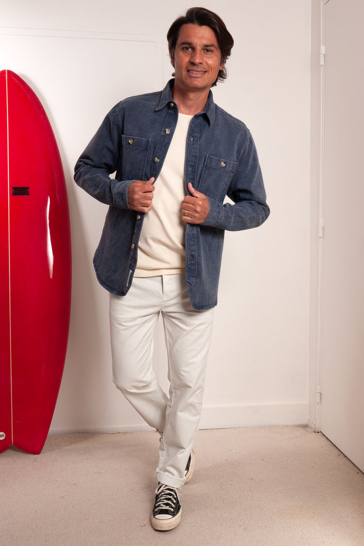 SURCHEMISE TWILL BLEU DÉLAVÉ