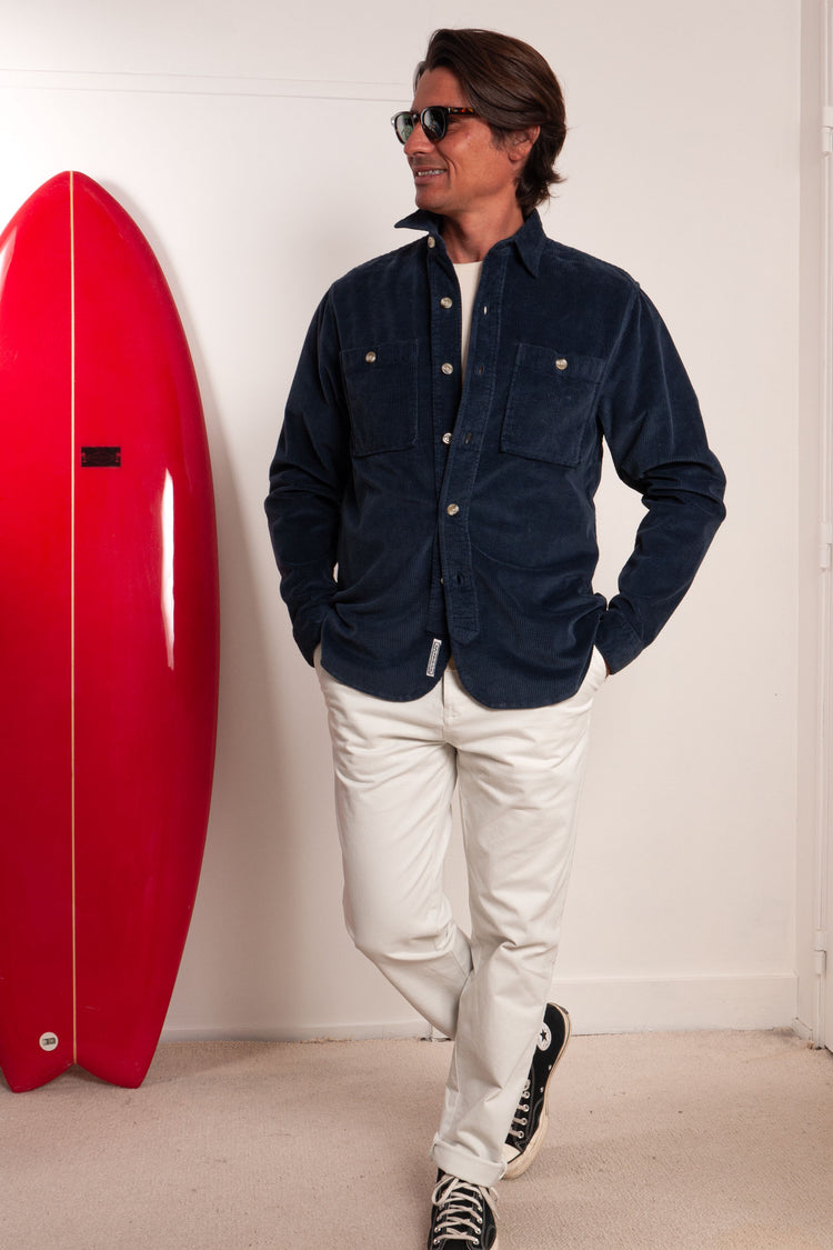 SURCHEMISE EN VELOURS BLEU MARINE