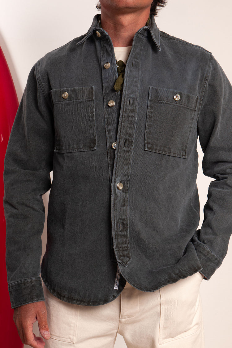 SURCHEMISE TWILL GRIS DÉLAVÉ
