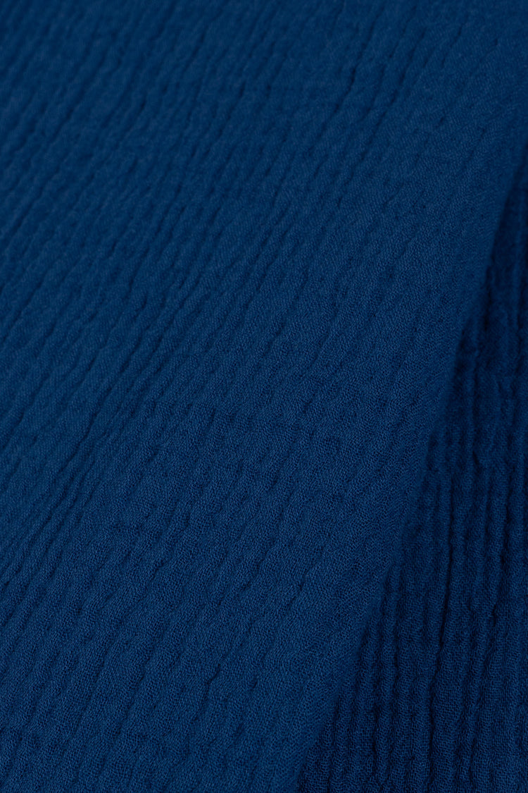 CHEMISE BUTTON DOWN EN GAZE DE COTON BLEU MARINE