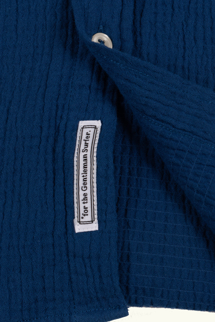 CHEMISE BUTTON DOWN EN GAZE DE COTON BLEU MARINE