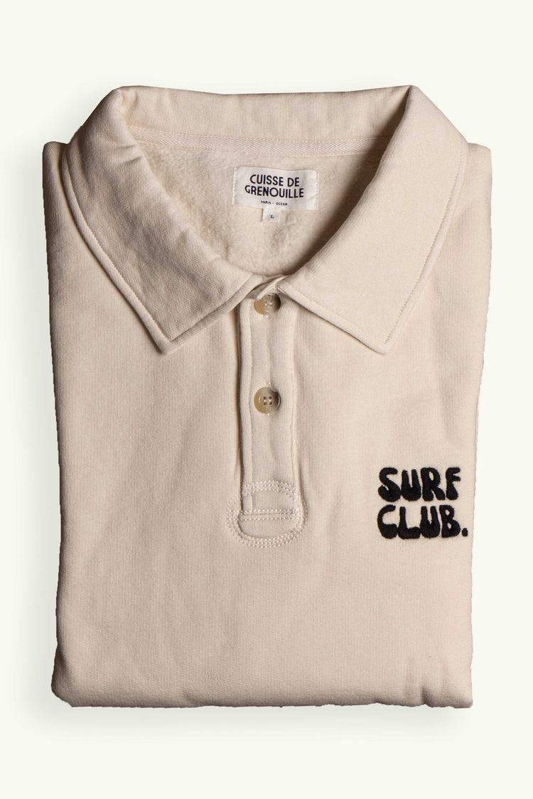 SWEATSHIRT POLO ECRU BRODERIE "SURF CLUB"
