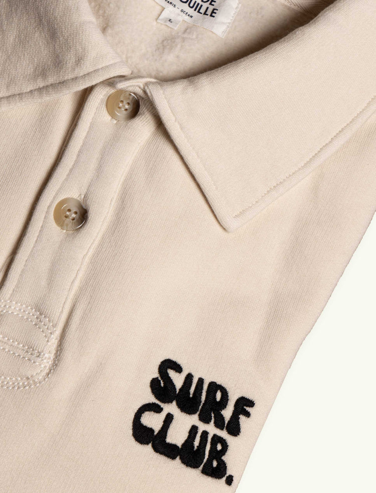 SWEATSHIRT POLO ECRU BRODERIE "SURF CLUB"