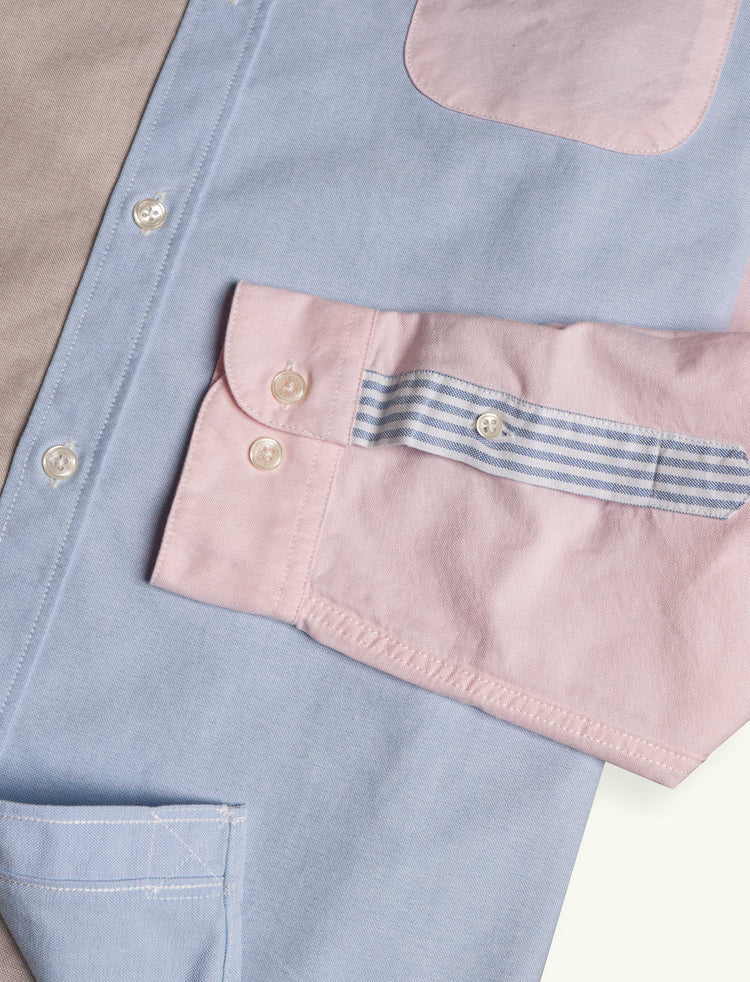 CHEMISE OXFORD POCHE BLEU-ROSE-BEIGE-VERT-RAYÉ
