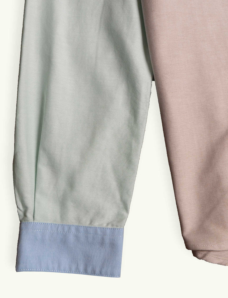 CHEMISE OXFORD POCHE BLEU-ROSE-BEIGE-VERT-RAYÉ