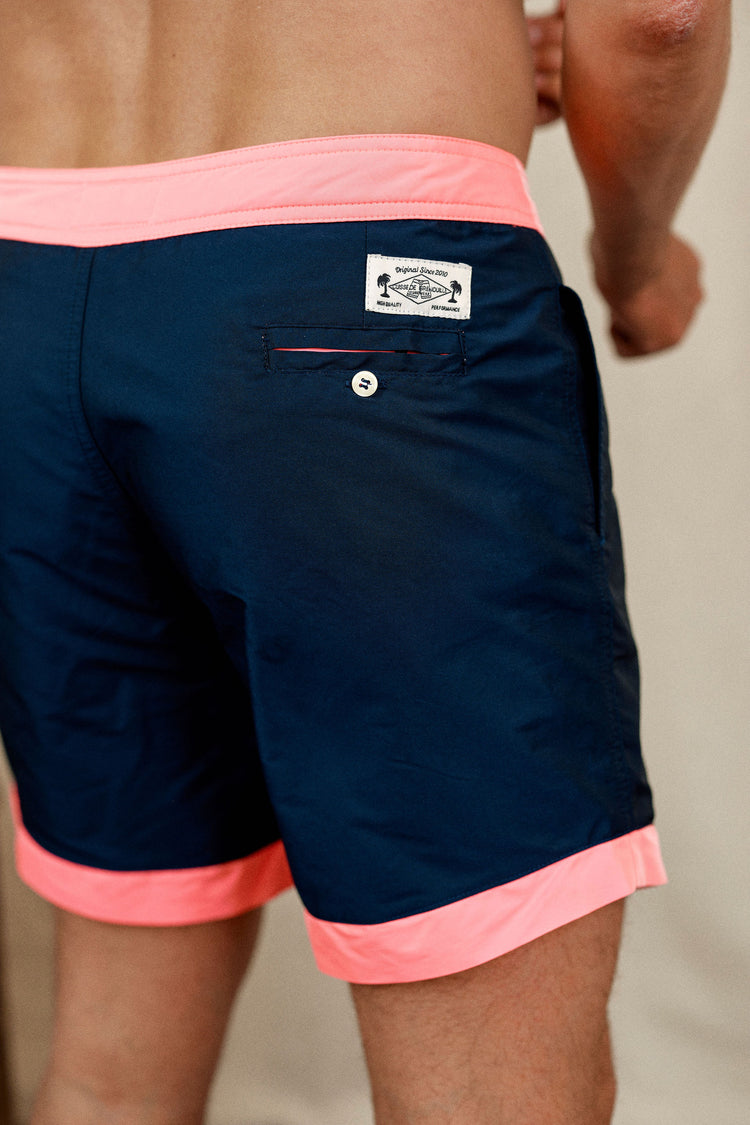 MAILLOT DE BAIN BLEU MARINE-ROSE FLUO
