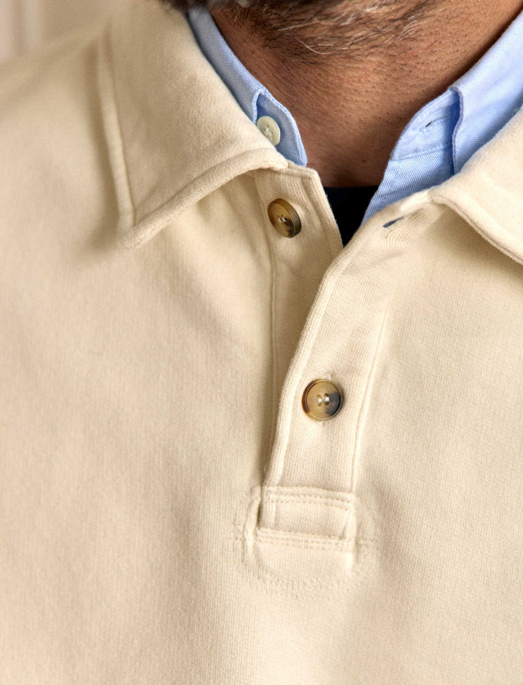 SWEATSHIRT POLO ECRU BRODERIE "SURF CLUB"