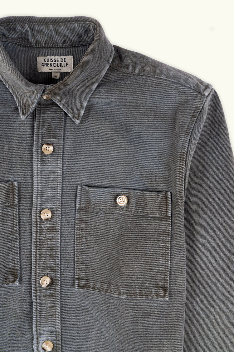 SURCHEMISE TWILL GRIS DÉLAVÉ