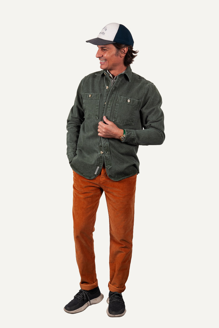 SURCHEMISE EN TWILL KAKI DÉLAVÉ