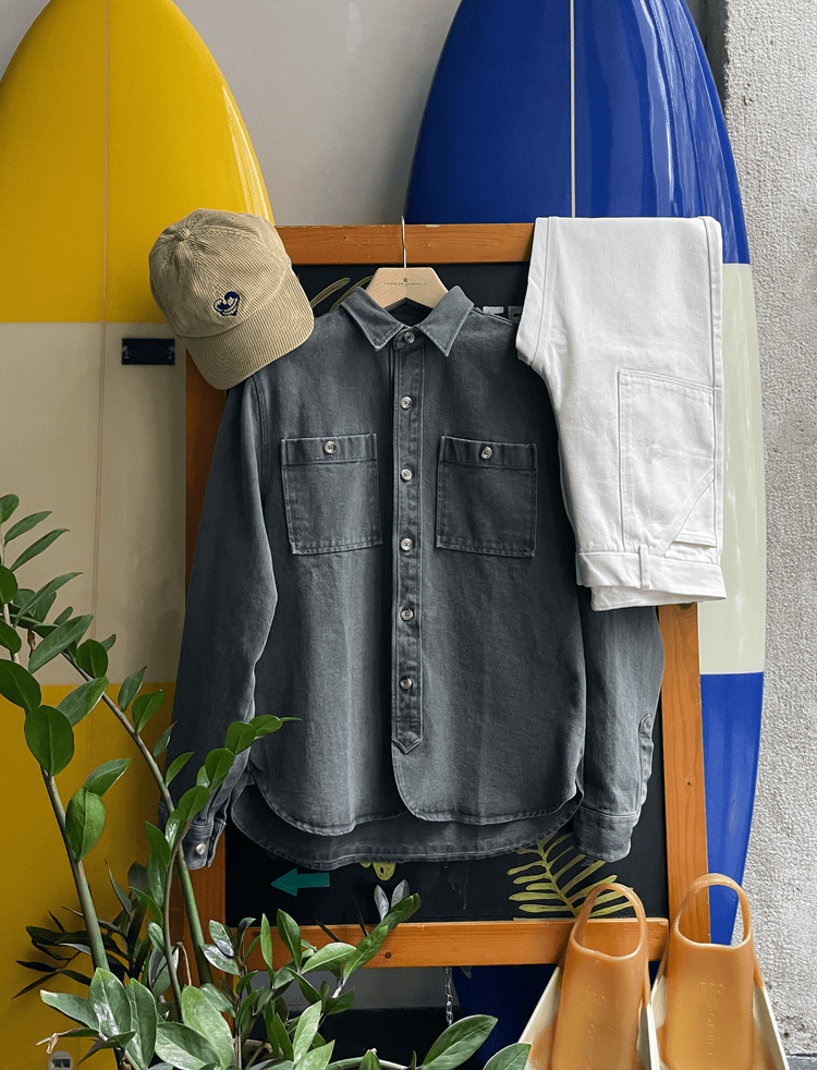 SURCHEMISE TWILL GRIS DÉLAVÉ