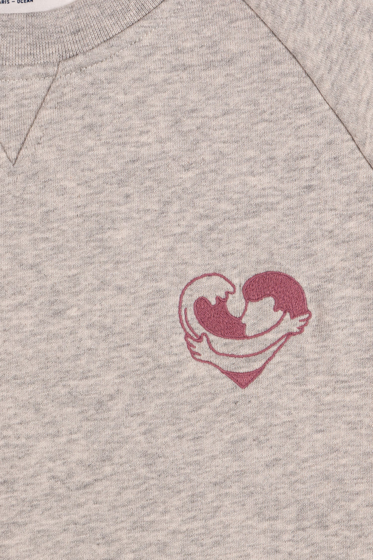 SWEATSHIRT COEUR OCÉAN GRIS CHINÉ