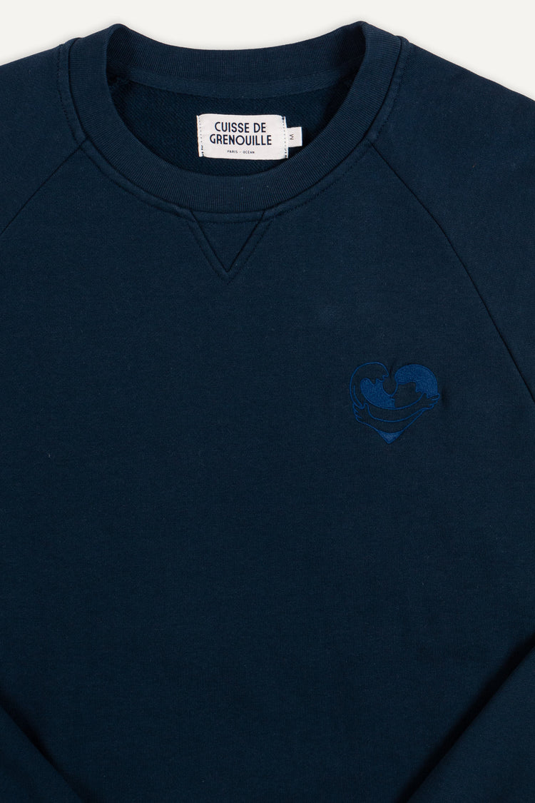 SWEATSHIRT COEUR OCÉAN BLEU MARINE
