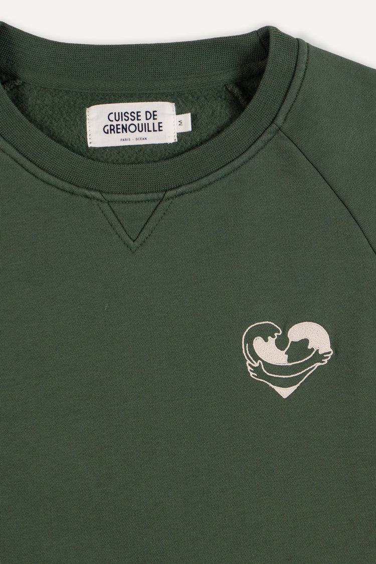 SWEATSHIRT COEUR OCÉAN KAKI