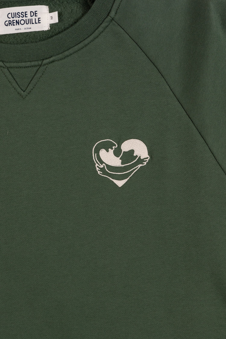 SWEATSHIRT COEUR OCÉAN KAKI