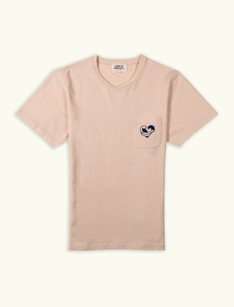 TEE-SHIRT COEUR OCÉAN ÉCRU / BLEU