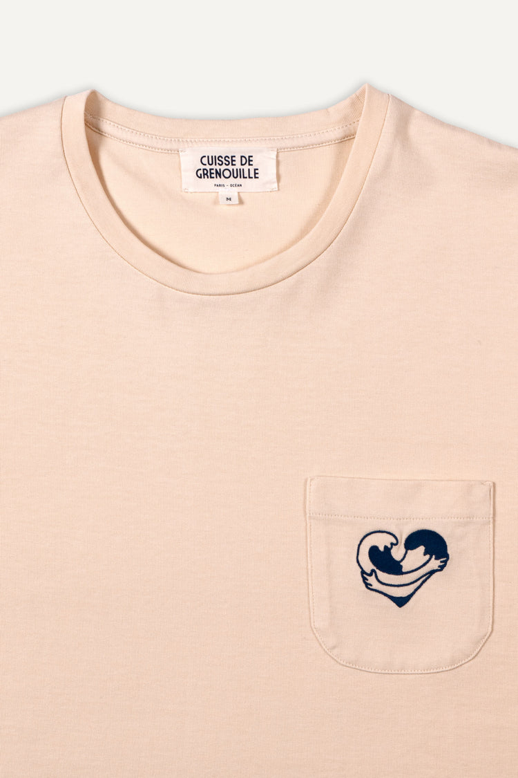TEE-SHIRT COEUR OCÉAN ÉCRU / BLEU