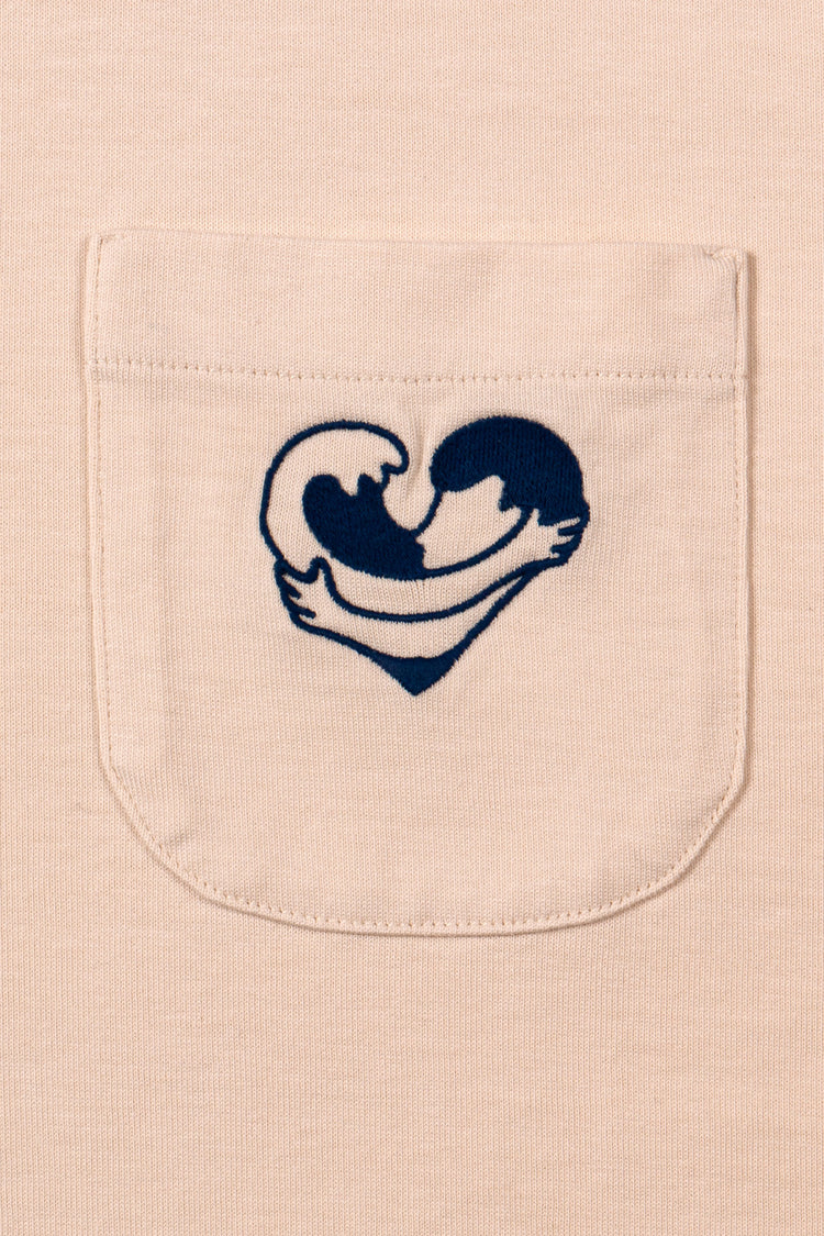 TEE-SHIRT COEUR OCÉAN ÉCRU / BLEU