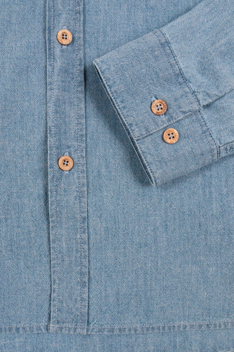 CHEMISE COL MAO EN CHAMBRAY