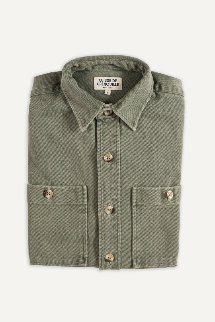 SURCHEMISE TWILL VERT DÉLAVÉ