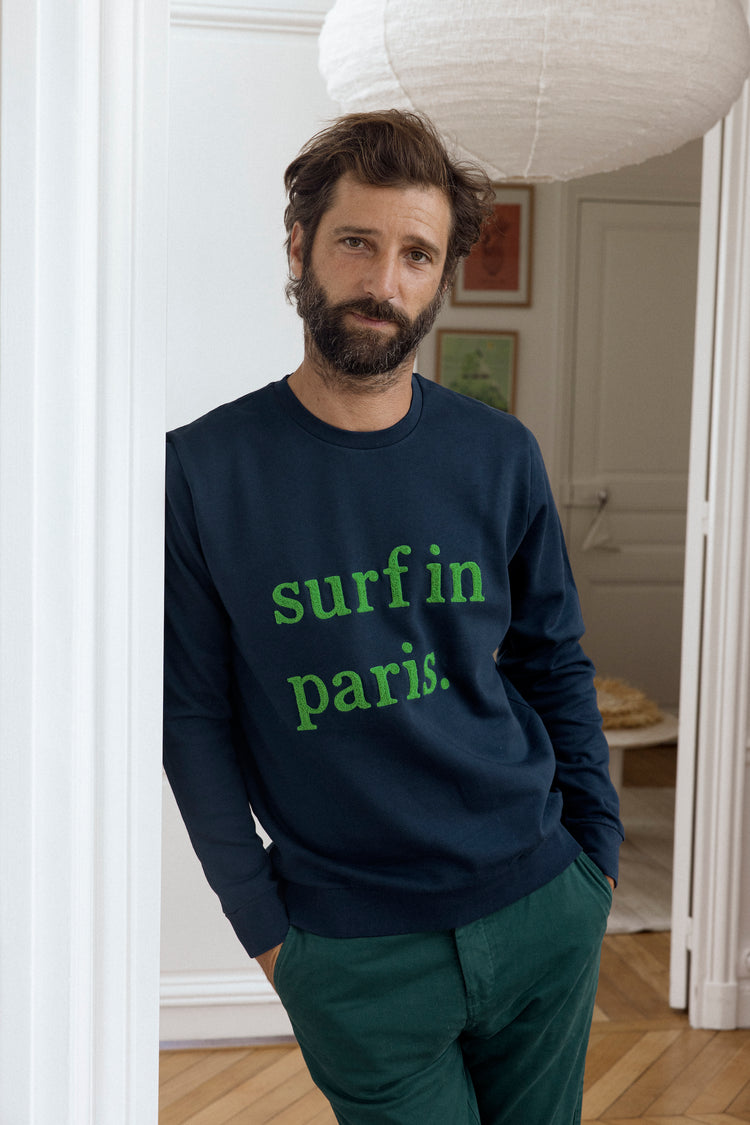 SWEATSHIRT SURF IN PARIS BLEU MARINE / VERT