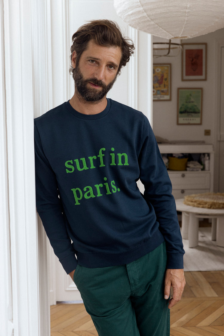 SWEATSHIRT SURF IN PARIS BLEU MARINE / VERT