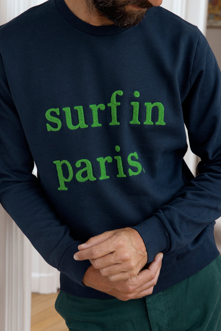 SWEATSHIRT SURF IN PARIS BLEU MARINE / VERT