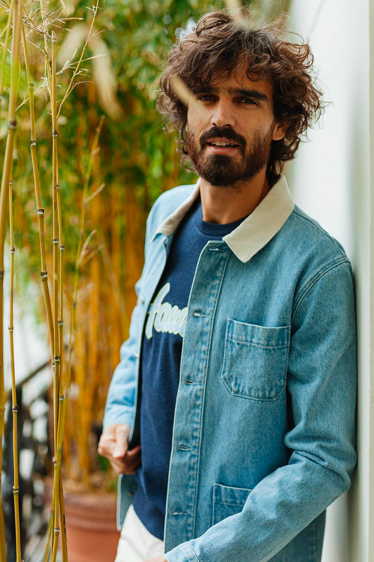 SWEATSHIRT JUSTE BLEU MARINE CHINE