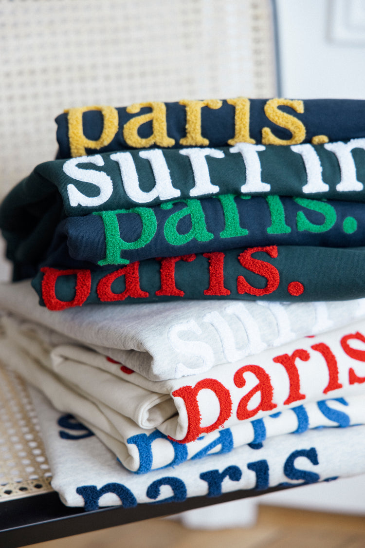 SWEATSHIRT SURF IN PARIS VERT / ROUGE