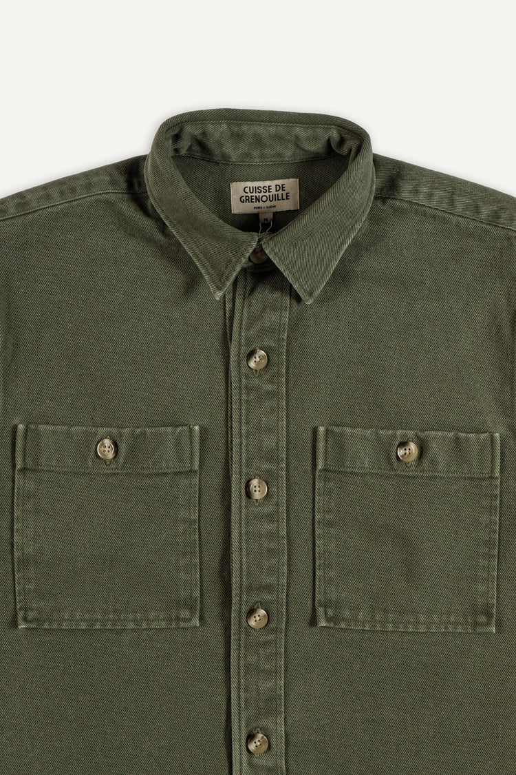 SURCHEMISE TWILL VERT DÉLAVÉ