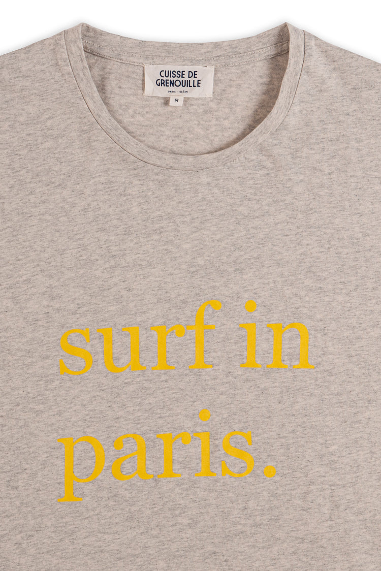 TEE-SHIRT SURF IN PARIS GRIS CLAIR CHINÉ / JAUNE
