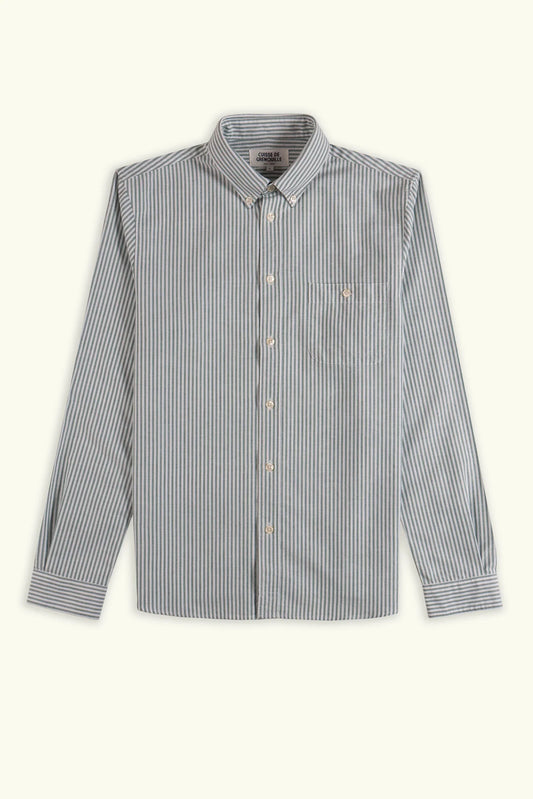 CHEMISE OXFORD RAYÉ VERT ET BLANC