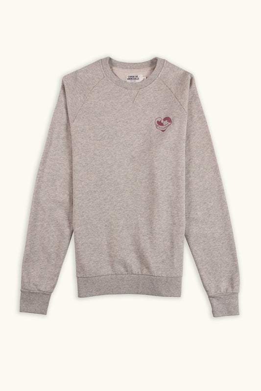SWEATSHIRT COEUR OCÉAN GRIS CHINÉ
