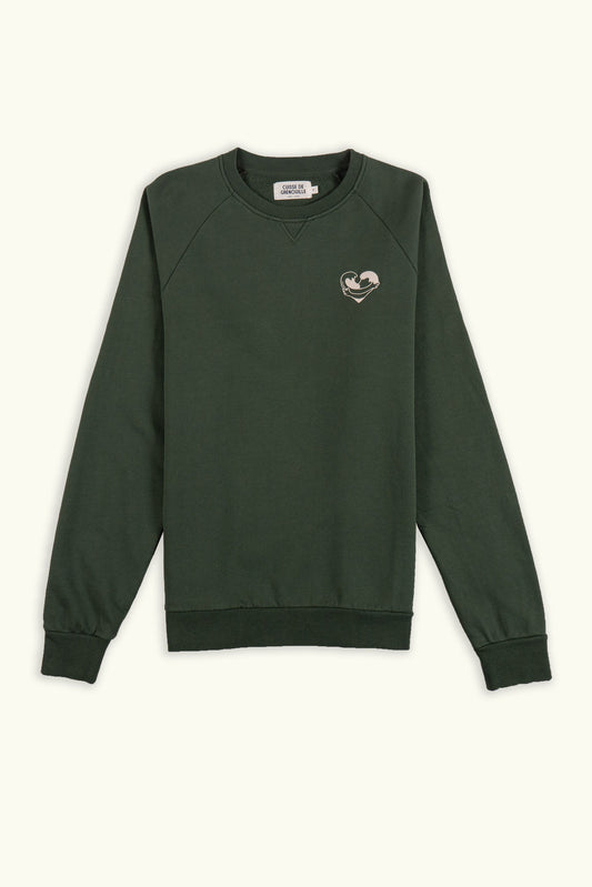 SWEATSHIRT COEUR OCÉAN KAKI