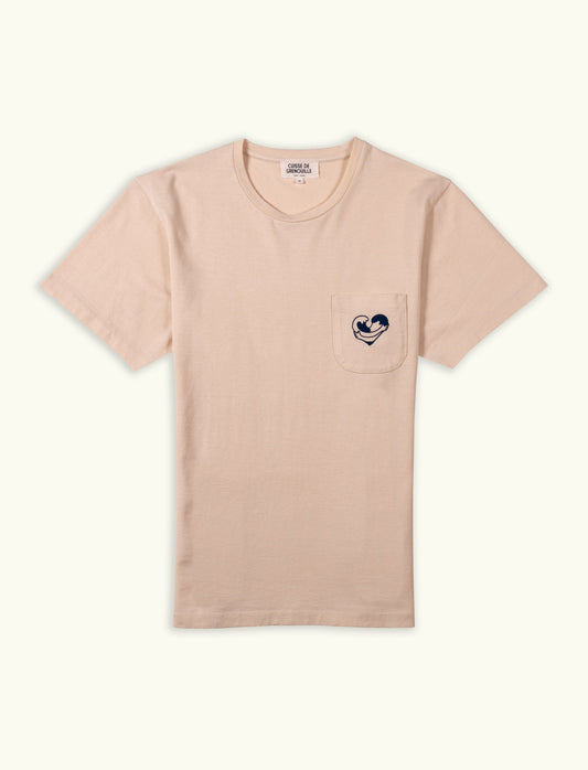 TEE-SHIRT COEUR OCÉAN ÉCRU / BLEU