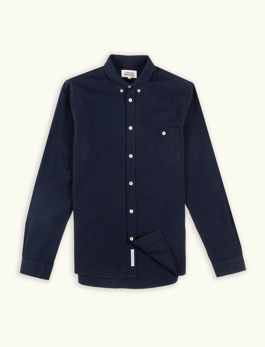 CHEMISE SEVERIN SEERSUCKER BLEU MARINE