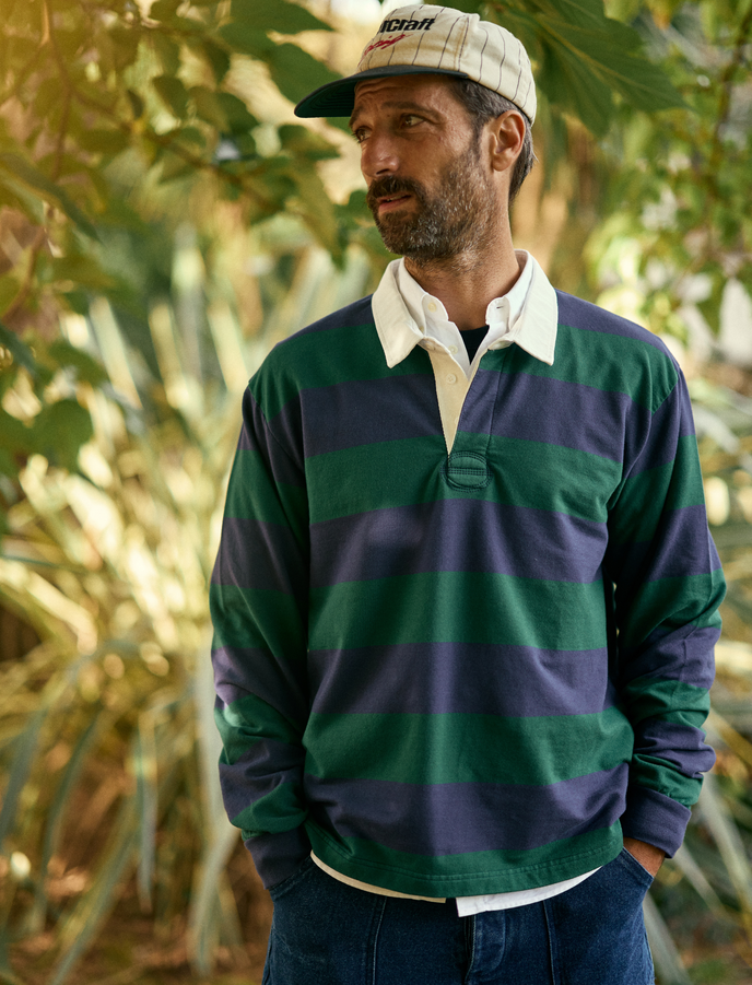 cuisse de grenouille POLO RUGBY VERT SAPIN-BLEU MARINE