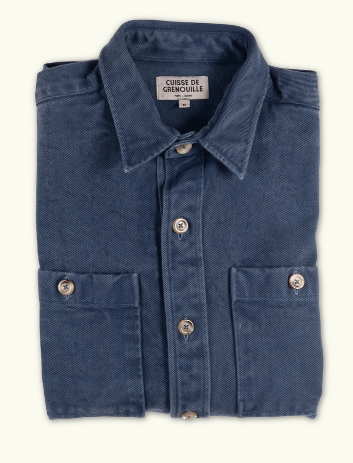 cuisse de grenouille SURCHEMISE EN TWILL BLEU ARDOISE