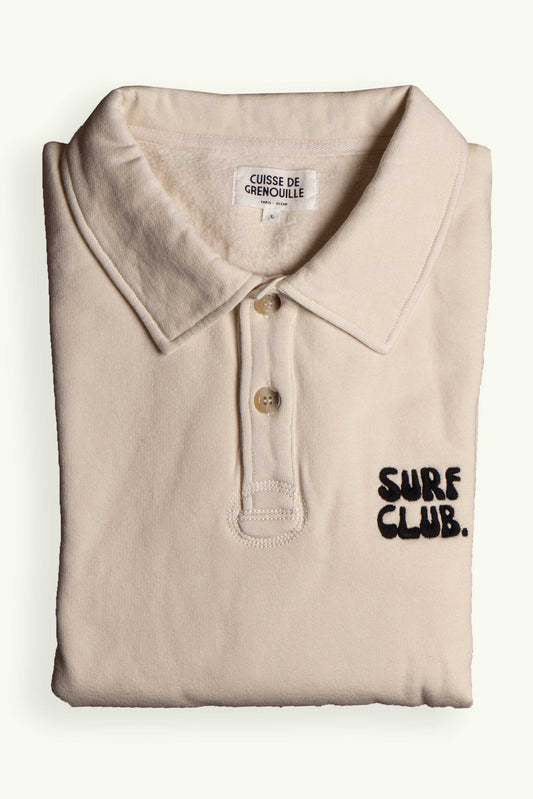 SWEATSHIRT POLO ECRU BRODERIE "SURF CLUB"