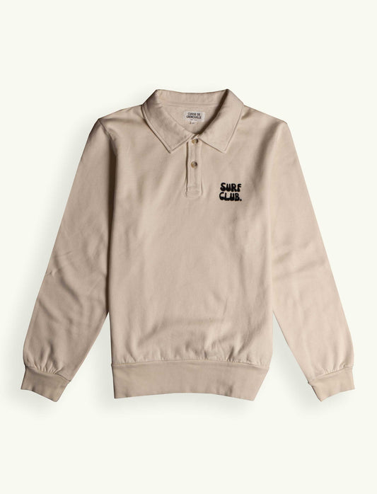 SWEATSHIRT POLO ECRU BRODERIE "SURF CLUB"
