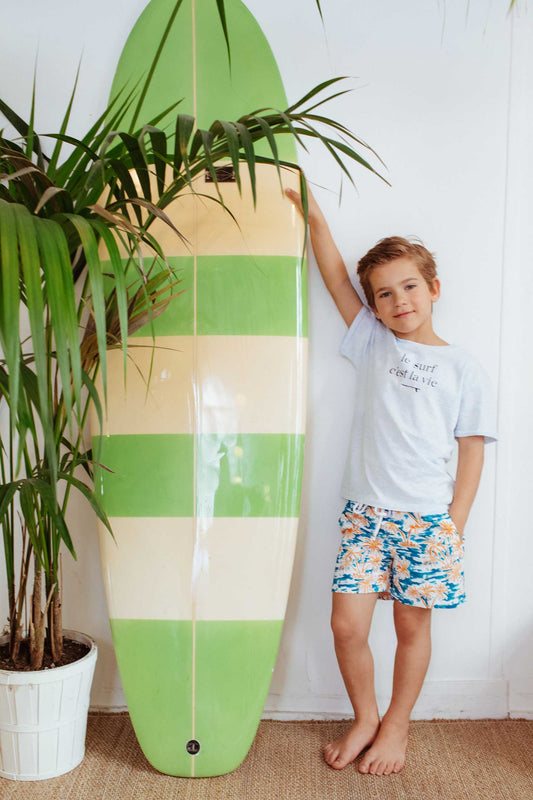 MAILLOT DE BAIN ENFANT - BLEU ORANGE