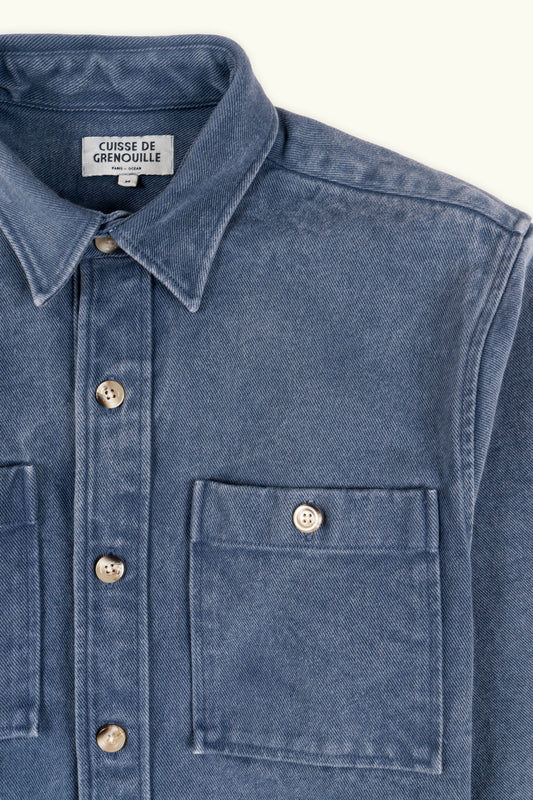 SURCHEMISE TWILL BLEU DÉLAVÉ