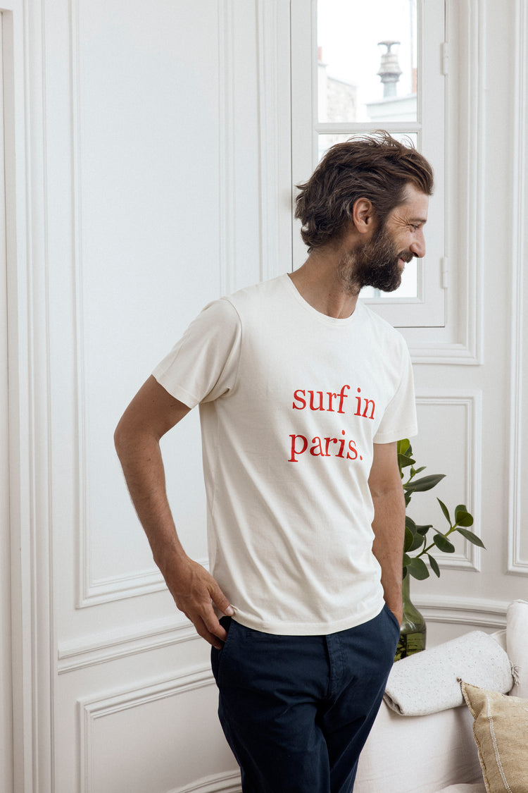 T-SHIRT SURF IN PARIS ÉCRU / ROUGE