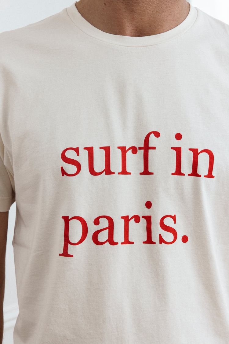 T-SHIRT SURF IN PARIS ÉCRU / ROUGE