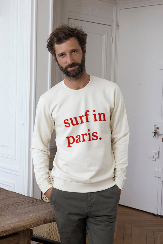 SWEATSHIRT SURF IN PARIS  ÉCRU / ROUGE