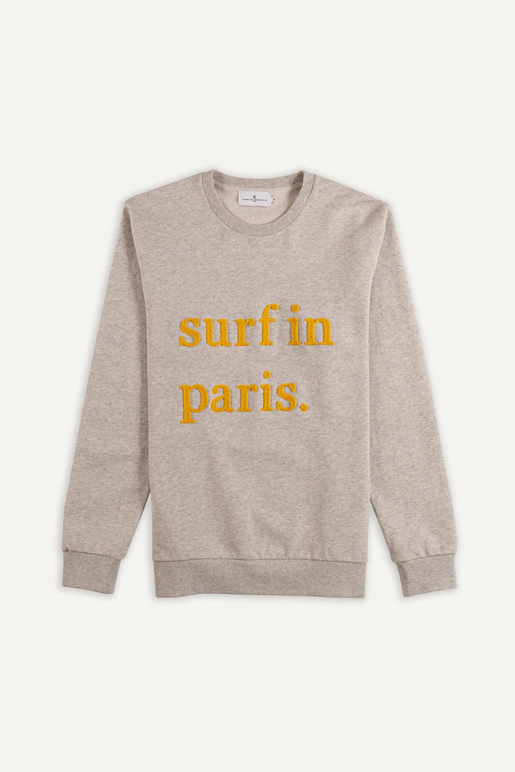 SWEATSHIRT SURF IN PARIS GRIS CHINÉ / JAUNE